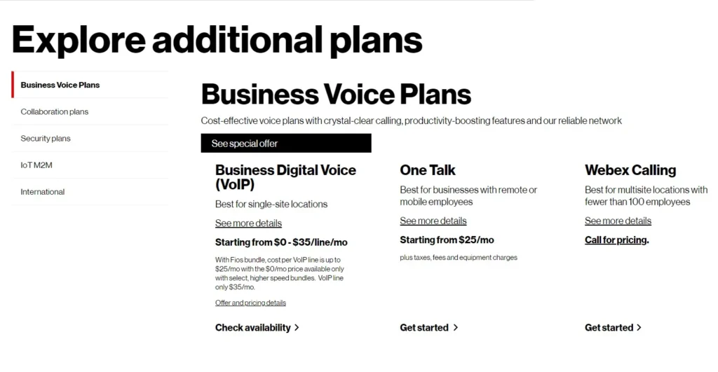 Verizon Eligibility additional Plans